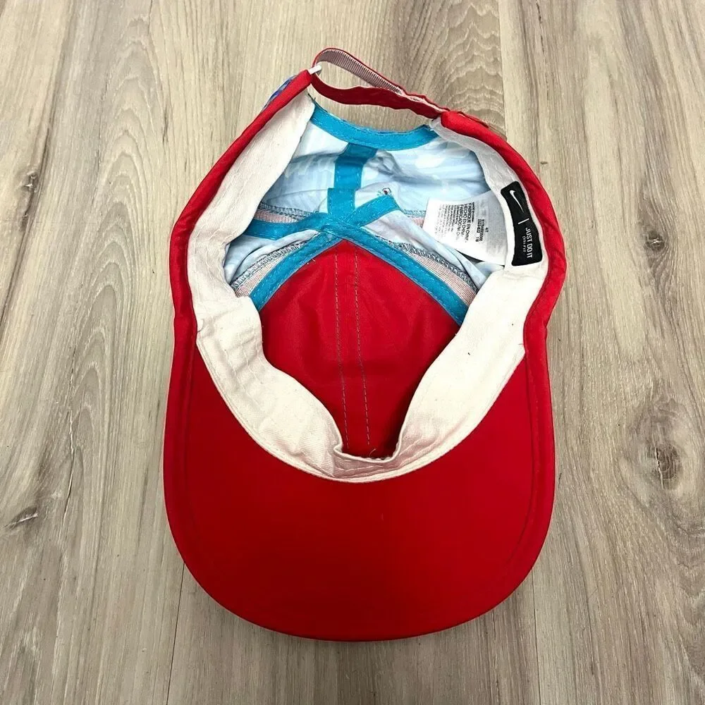 Nike Hat Boys 4/7 Dri-Fit Blue Camouflage with Red Trim Baseball‎ Cap
